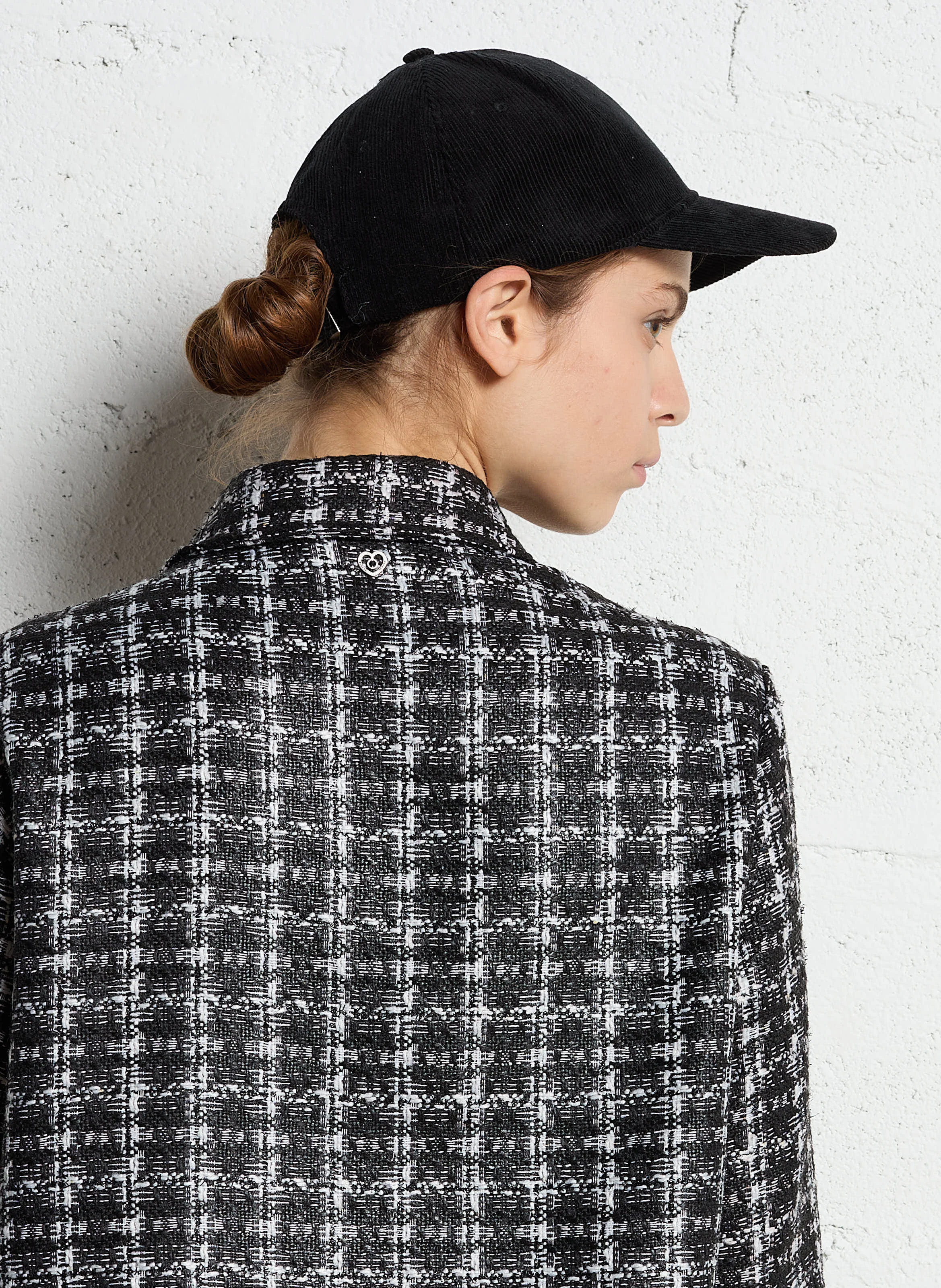 Veste courte col classique à carreaux | Blanc