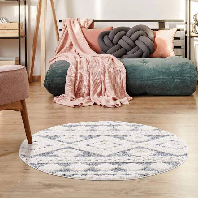 Carpet City Hochflor-Teppich »Focus 3005« rund 20 mm Höhe Boho-Teppich, Hochtief-Muster/ 3D-Effekt, für Wohnzimmer, Schlafzimmer