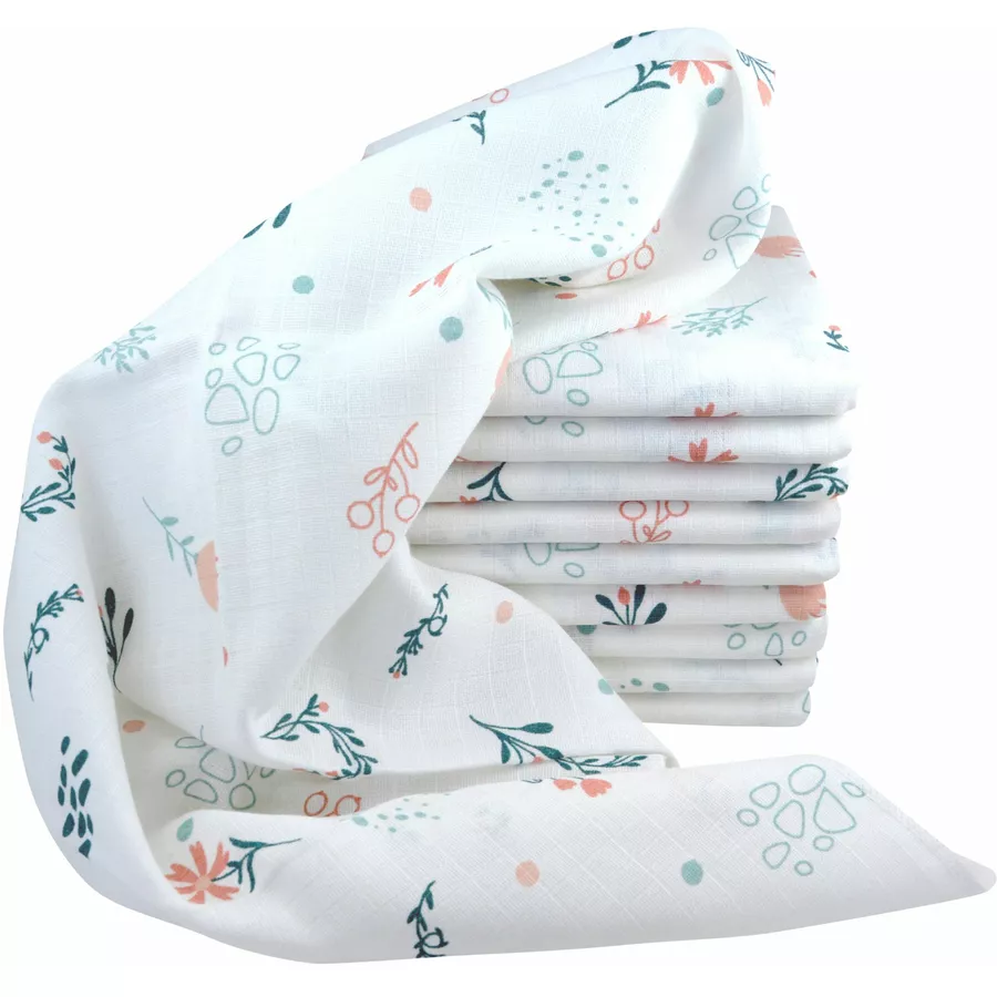 M.M.C. Mullwindel 10 PACK Natur Motive 80x70 cm Mulltücher 10 Blumen