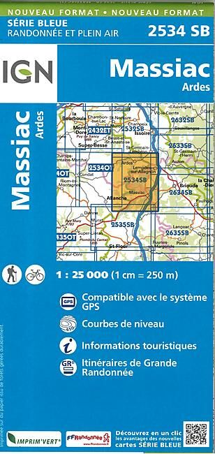 IGN - 2534 SB MASSIAC ARDES 1 25 000