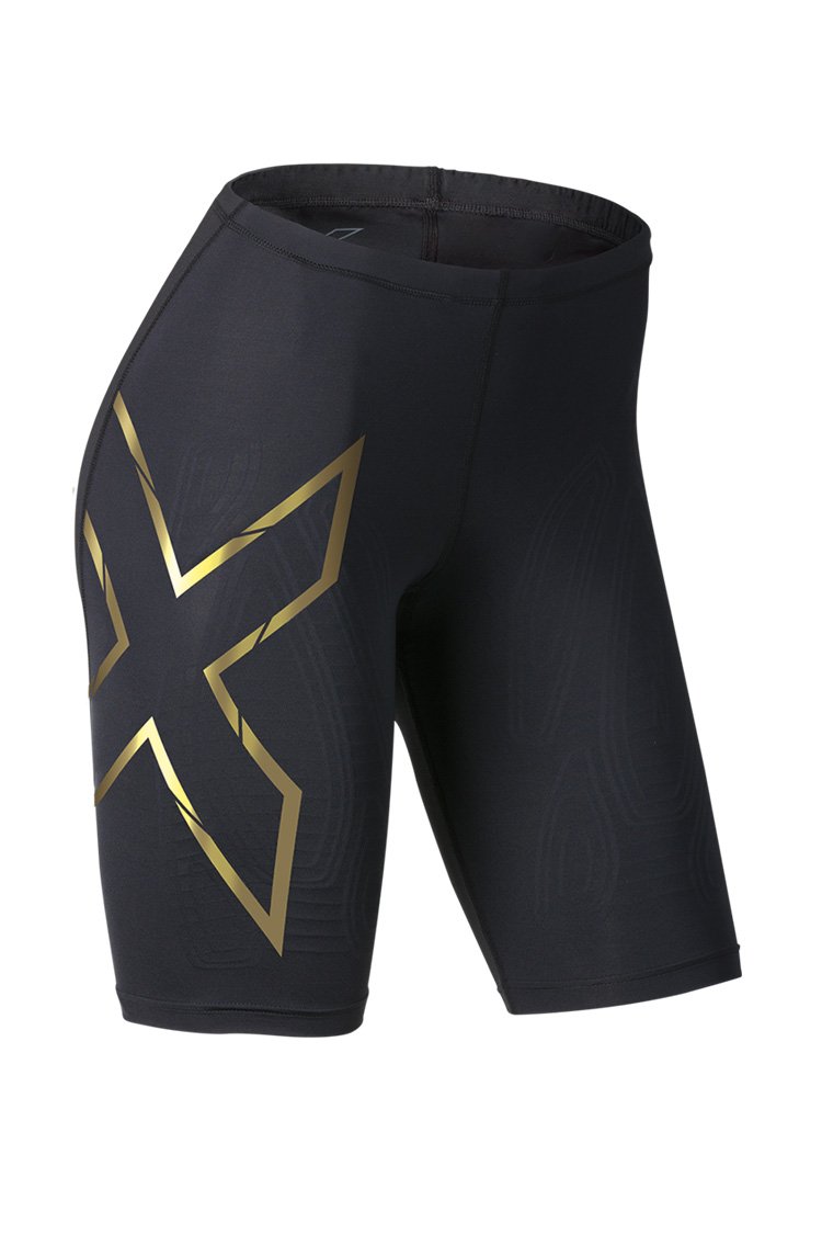 MCS Run Compression Shorts W BLK/GRF/Black/Gold Reflective
