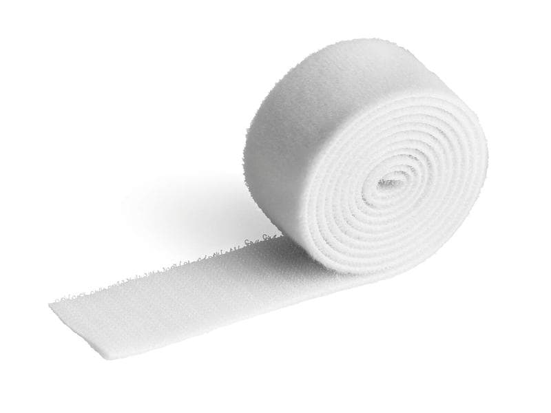 DURABLE Klettband-Rolle Cavoline Grip 30 mm x 1 m, Weiss Klettband-Kabelbinder zum schnellen Ordnen und Bündeln von Kabeln