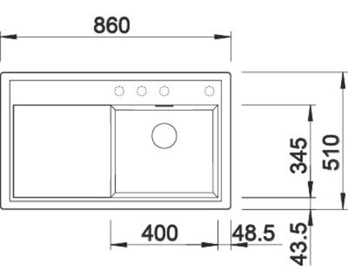 Blanco ZENAR 45 S spoelbak, 860 x 510 mm, zwart, 526037