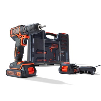 BLACK DECKER accuboormachine BDC718AS2O-QW   80-delige accessoireset