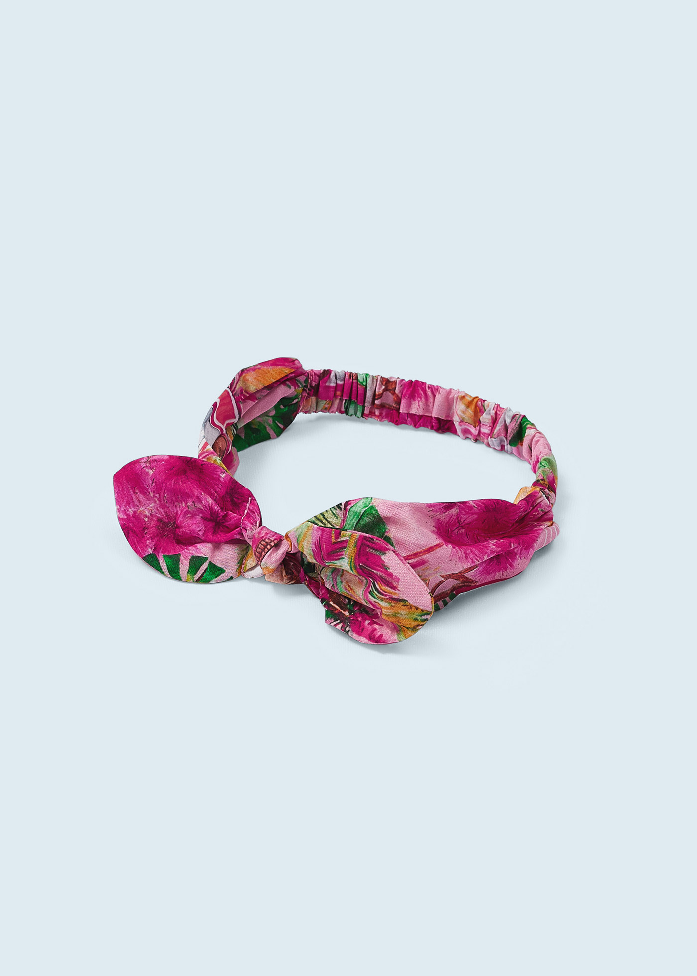 Vestido estampado com faixa de cabelo elástica de algodão para meninas