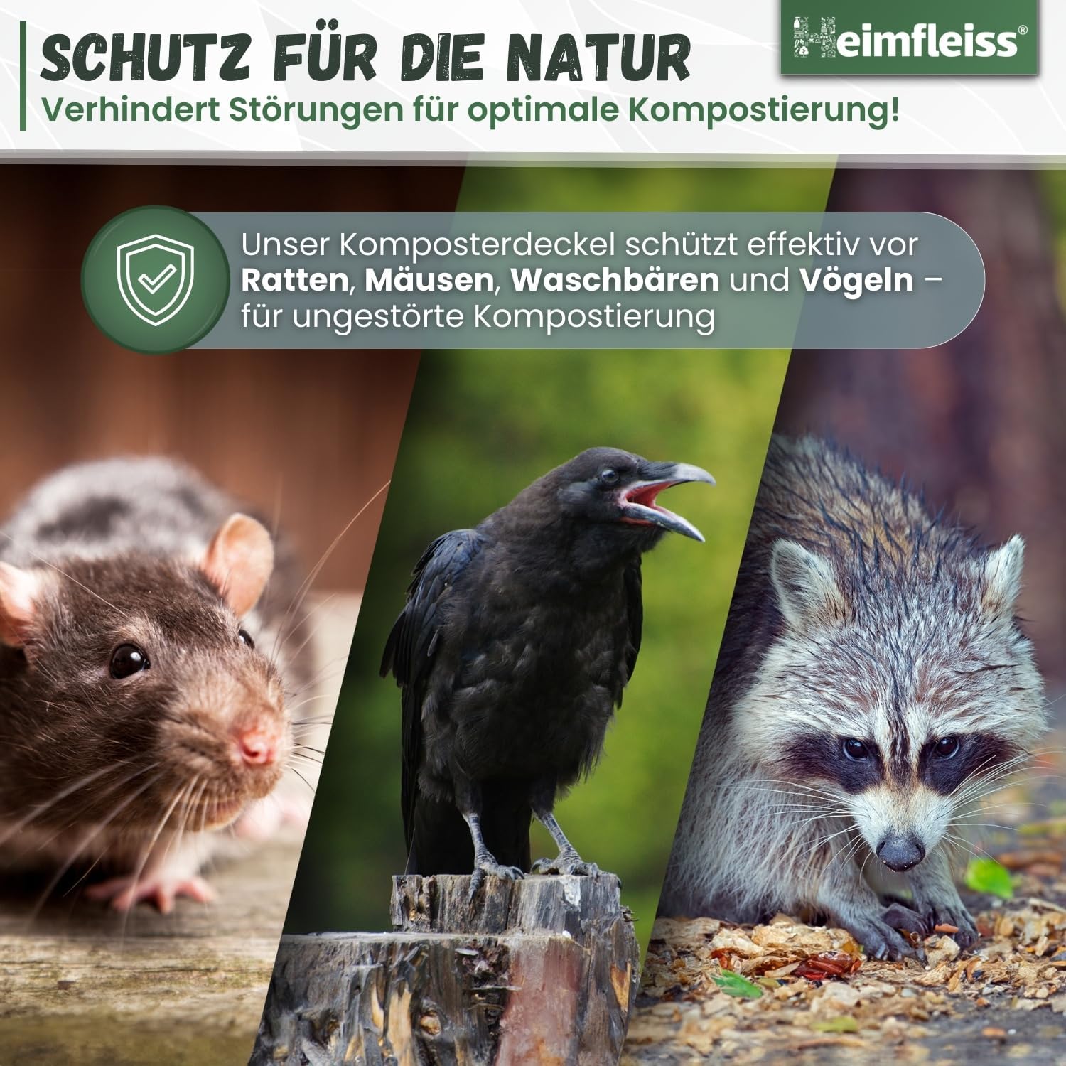 Heimfleiss® Komposter Garten Metall 100x100x75 cm + Deckel & Boden | 750L Metallkomposter verzinkt & pulverbeschichtet | Komposter Metall für Rasenschnitt & Biomüll | Gartenkomposter mit Stecksystem