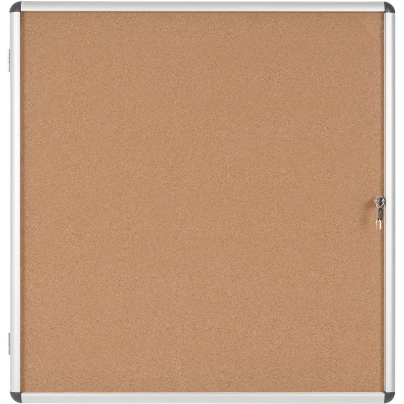 Vitrine intérieure fond liège porte battante cadre aluminium Bi-Office Enclore - 12 feuilles