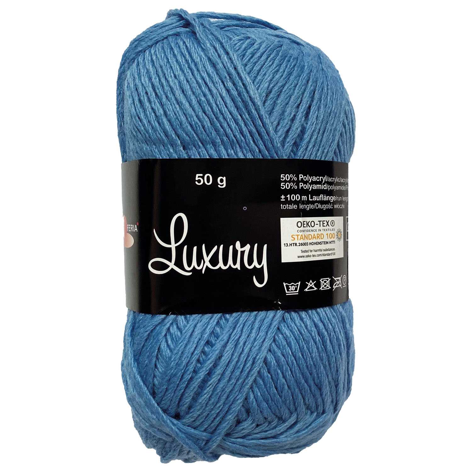 Garn Luxury aus 50% Polyacryl & 50% Polyamid blau 50 g