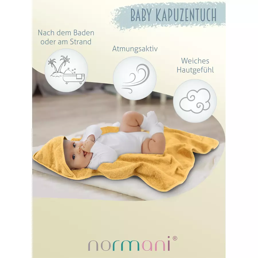 normani Baby Kapuzenhandtuch Luanda Gelb