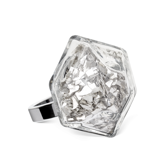 Bague en verre soufflé - Energie Medium Paillettes