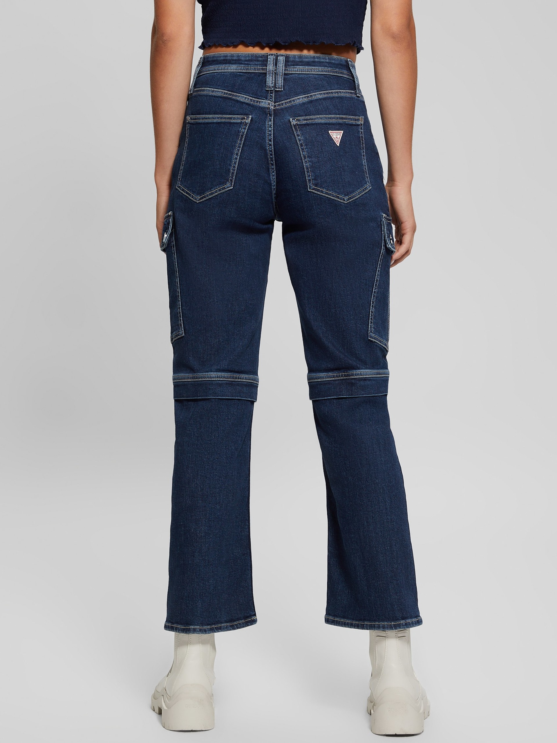 Calças cargo em jeans ecológicas dos anos 80