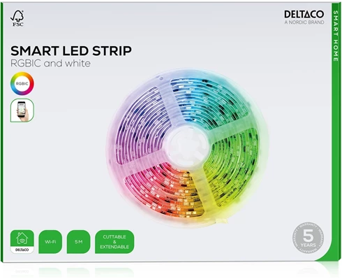 Deltaco SMART HOME RGB LED STRIP, 5 meter, Adressable