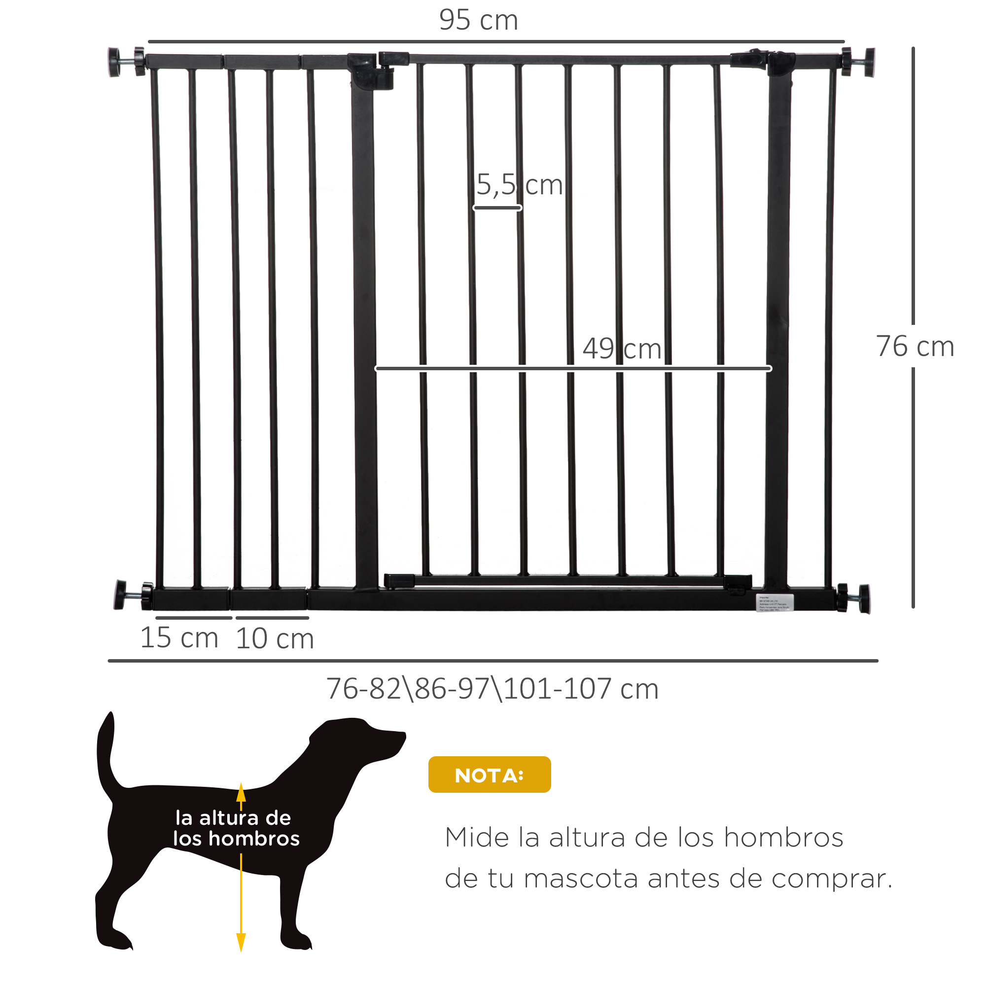 Barreira de segurança PawHut preta