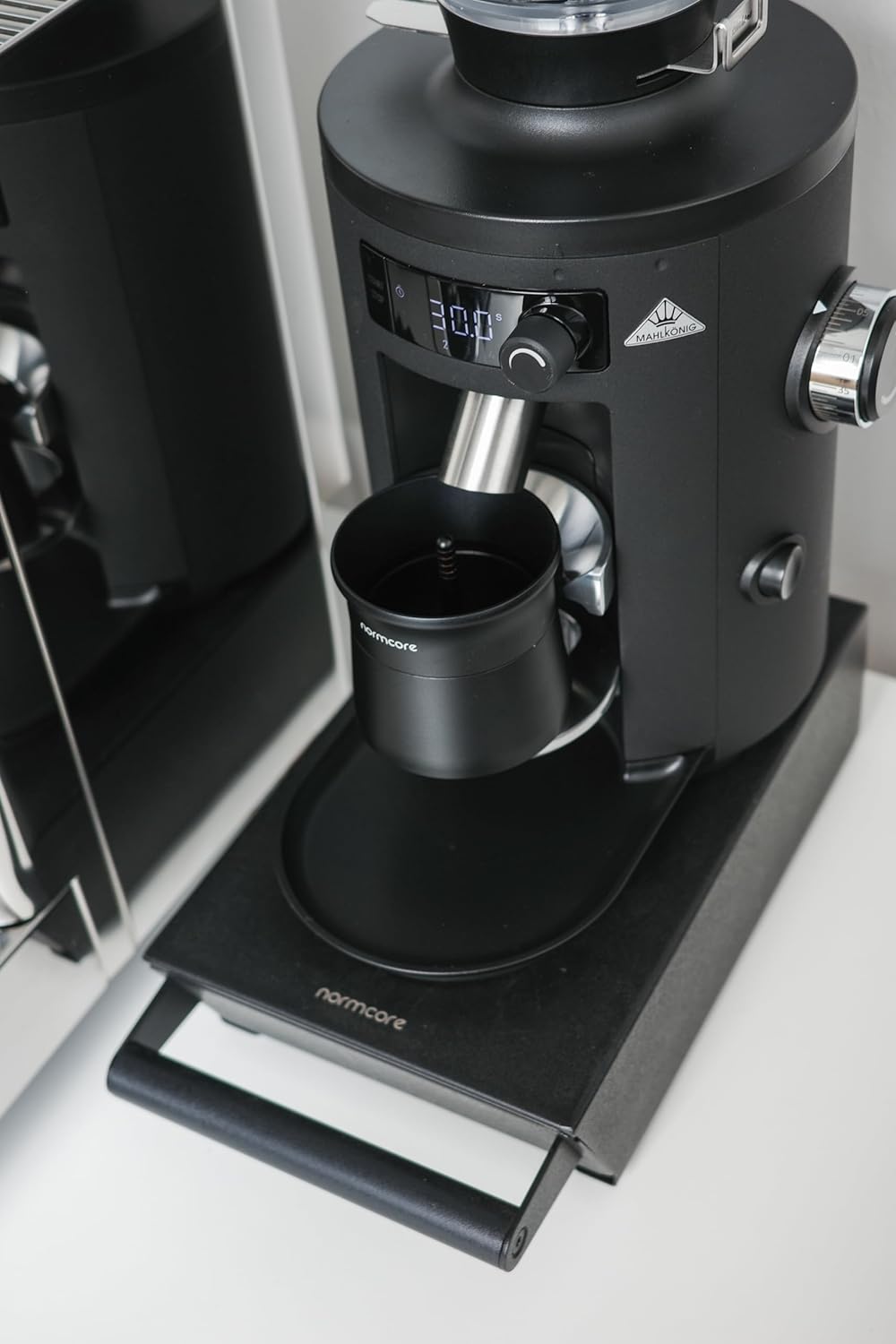 Normcore Espresso Klopfer Schublade, Kaffee Klopfbox mit stoßdämpfender abnehmbarer Klopfstange und rutschfestem Boden, 304 Edelstahl, Größe:M