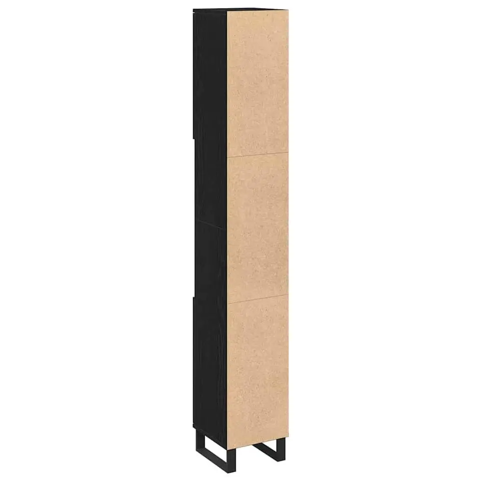 vidaXL - Kolomkast met 2 deuren 2 vakken - Zwart eiken - Hout - 30x30x190 cm