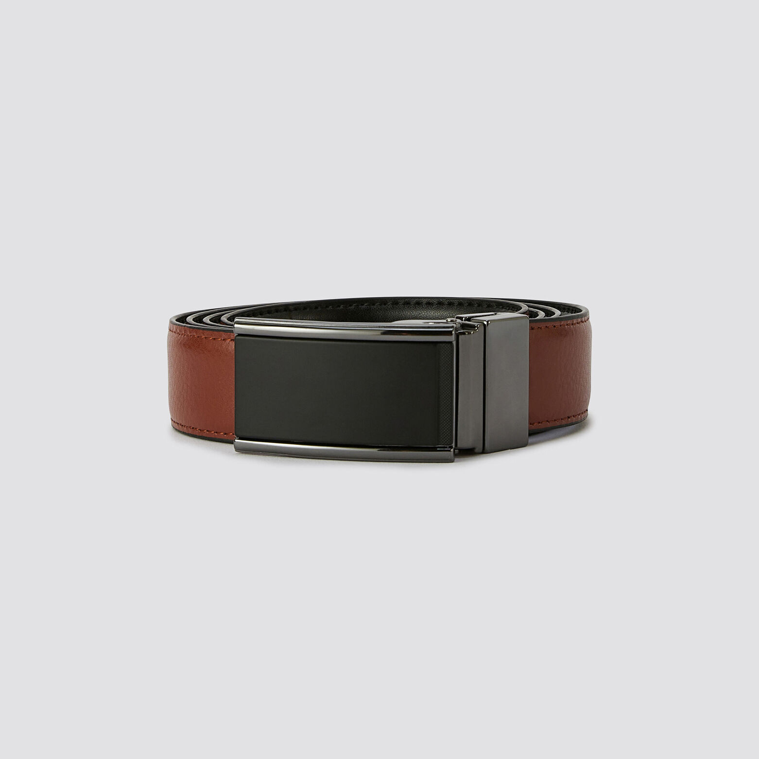 Coffret ceinture réversible avec plaque et boucle Noir