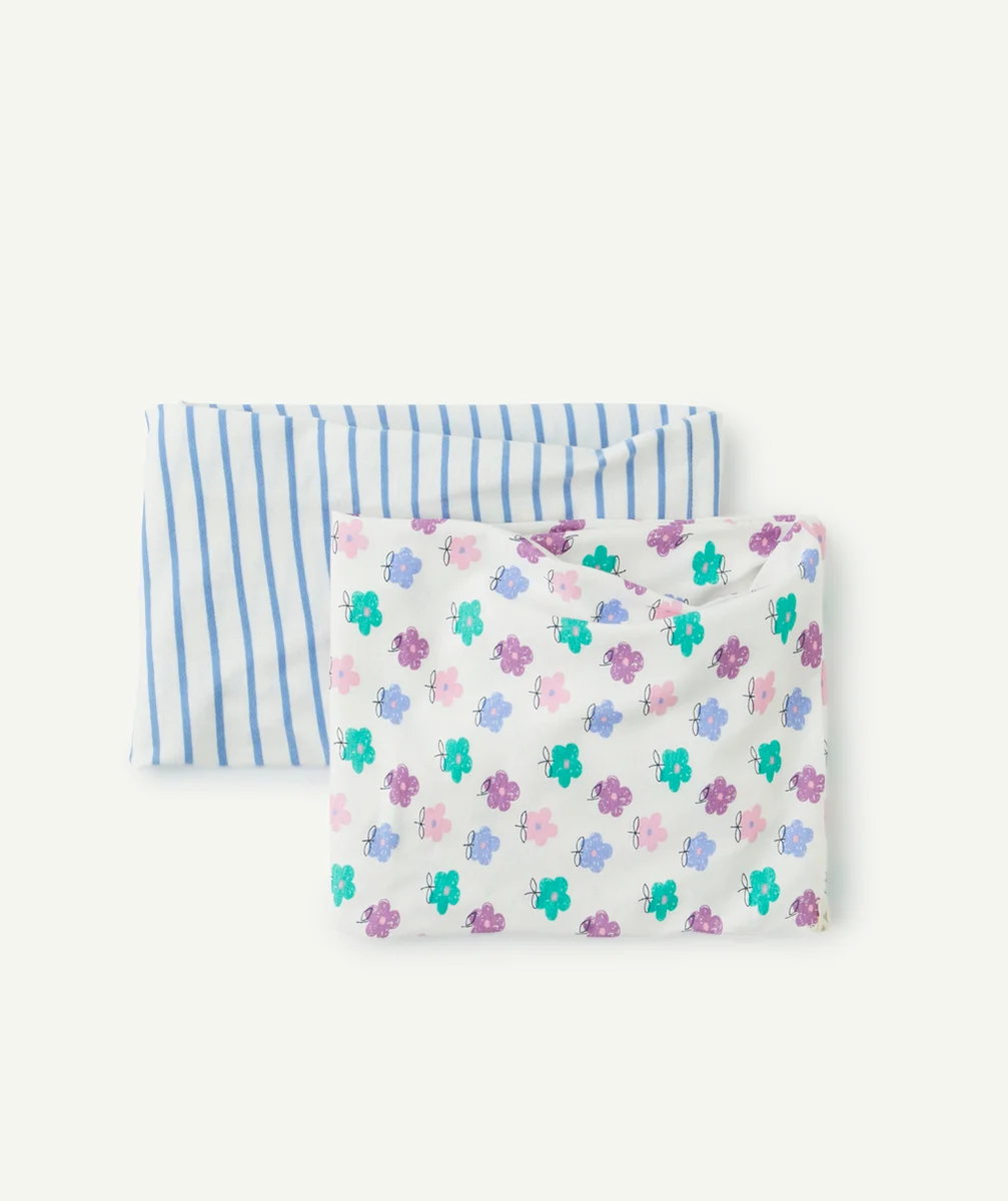 LOT DE 2 SNOODS BÉBÉ FILLE AVEC IMPRIMÉ COLORIS PASTEL