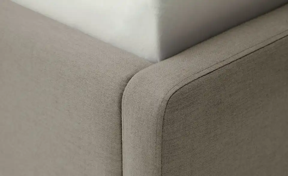Polsterbettgestell Mattis Taupe Webstoff fein 140 cm mit Bettkasten