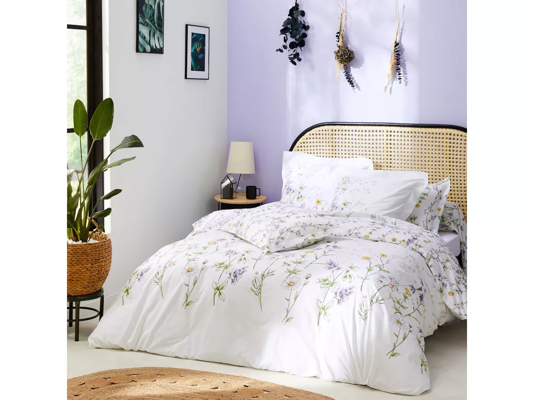 Housse de couette 140x200 cm coton FOLIFLORA Blanc