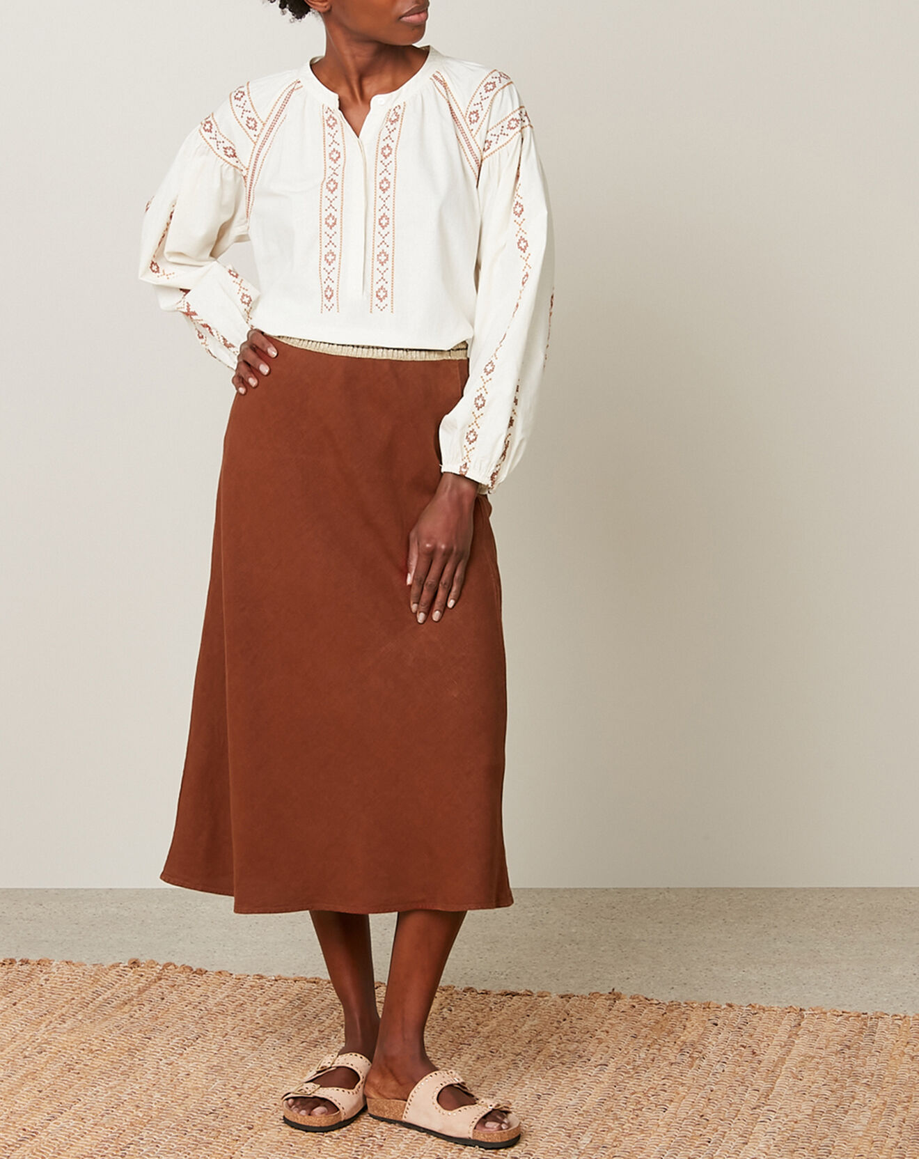 Hartford Jupe 100% Lin Jima pecan