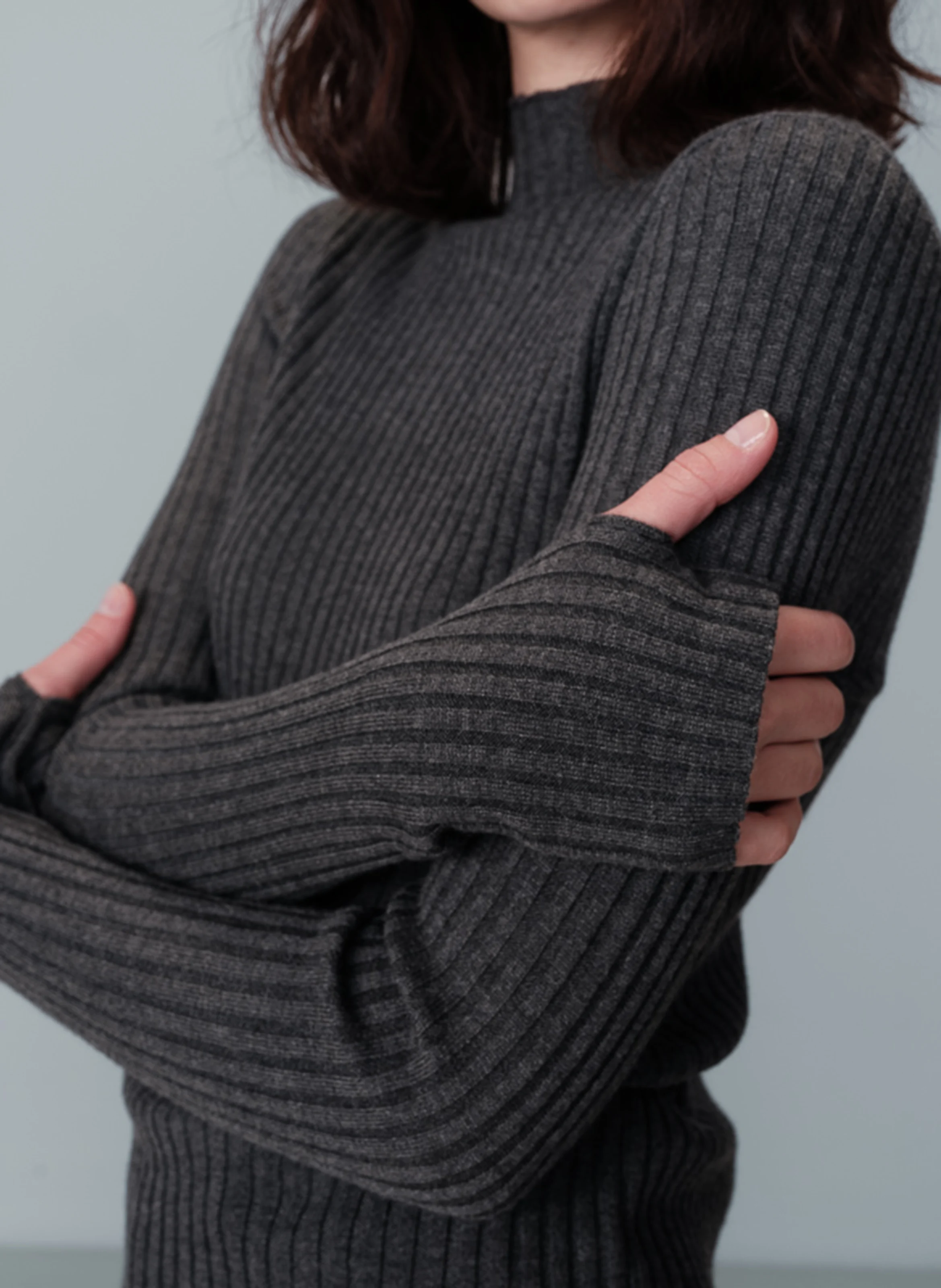 NARA - Sous-pull col montant ajusté en maille tricotée | Argent