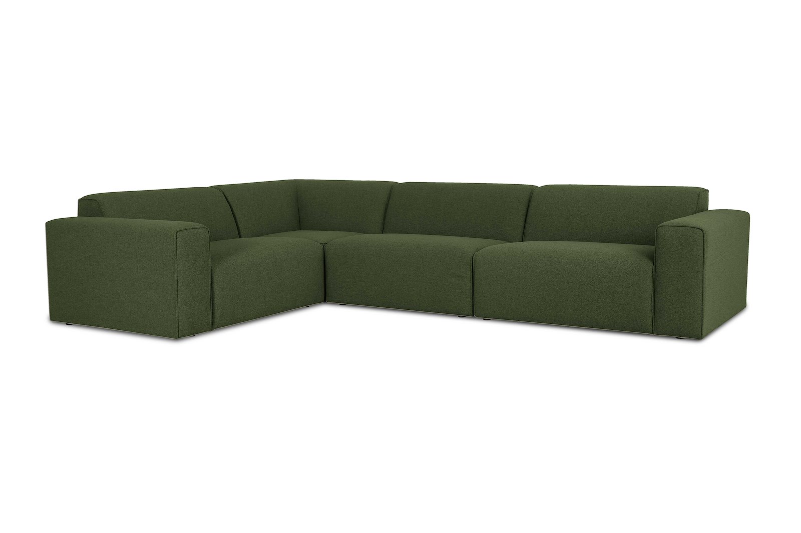 Styl hjørnesofa 1,5/3 hjørnesofa duo puter. Tekstil Neve 17/2 Dark Green med sorte ben.