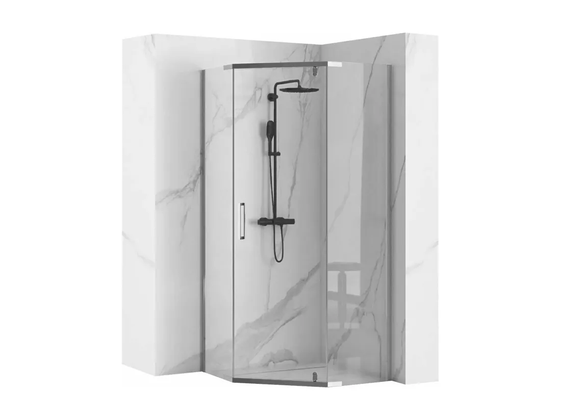 Cabine De Douche Rea Axin 90X90 Chrome + Receveur De Douche Savoy White