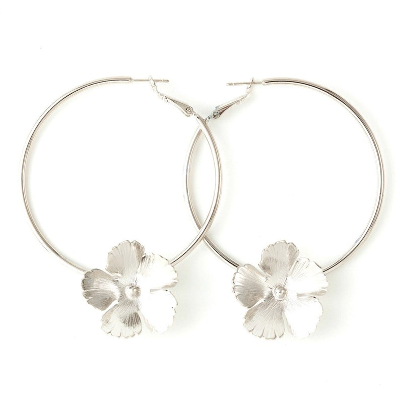 boucles d'oreilles créoles fleurs plaqué argent - ORPHÉE