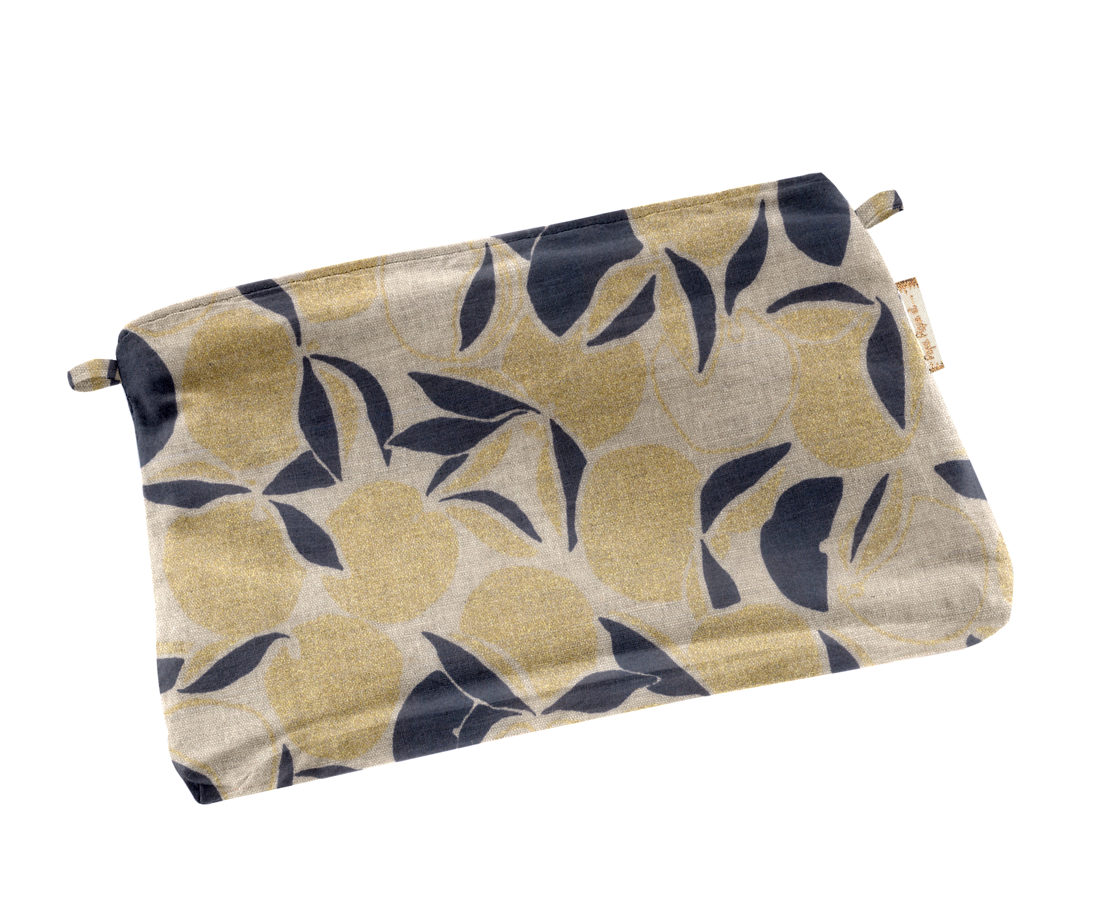 Mini Pochette Tissu Citrons Dorés
