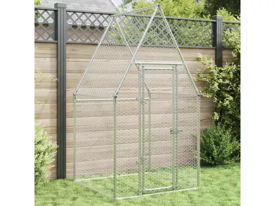 Cage pour poules argenté 100x100x190 cm acier galvanisé
