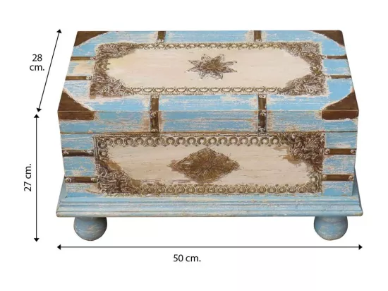 Coffre en bois bleu 50x28x27h