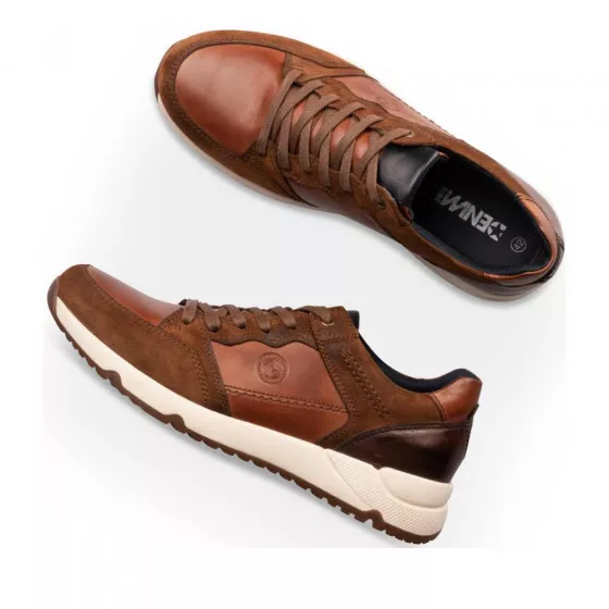 Baskets COGNAC DENIM SIDE CUIR