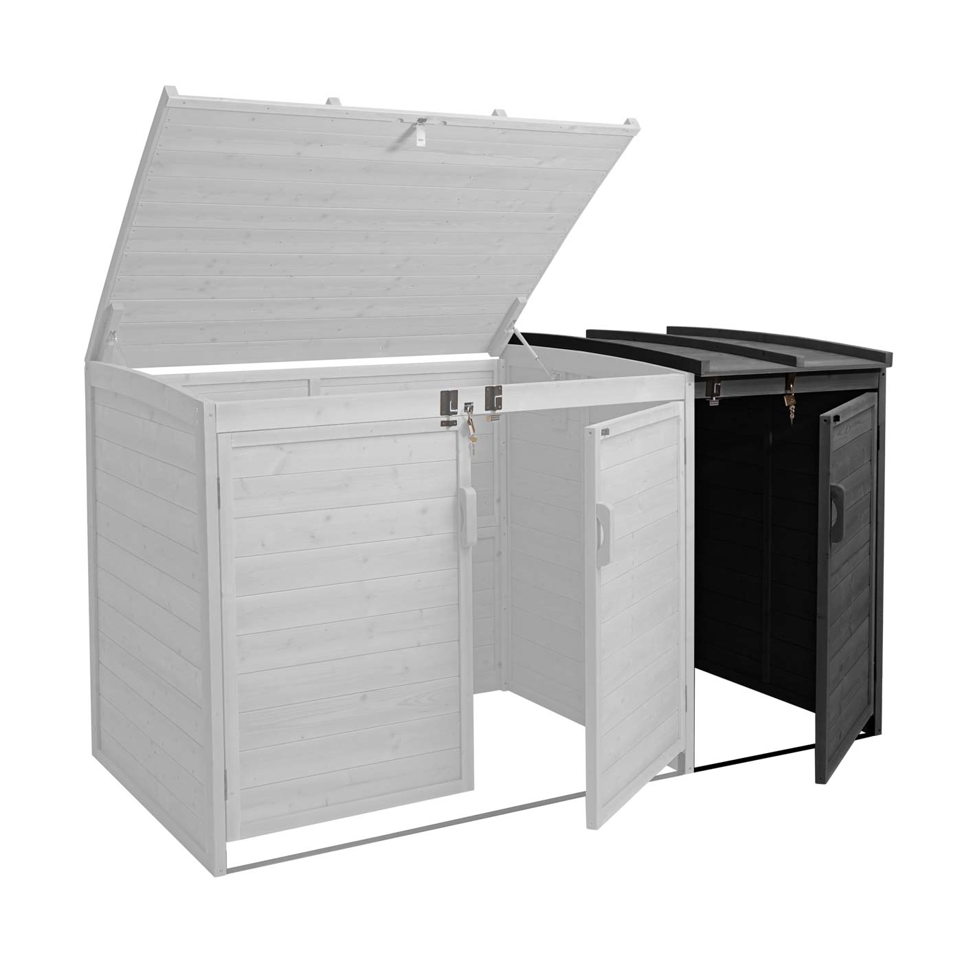 XL 1er-/2er-Mülltonnenverkleidung Erweiterung MCW-H75b, Mülltonnenbox, 138x69x105cm Holz MVG-zertifiziert ~ anthrazit