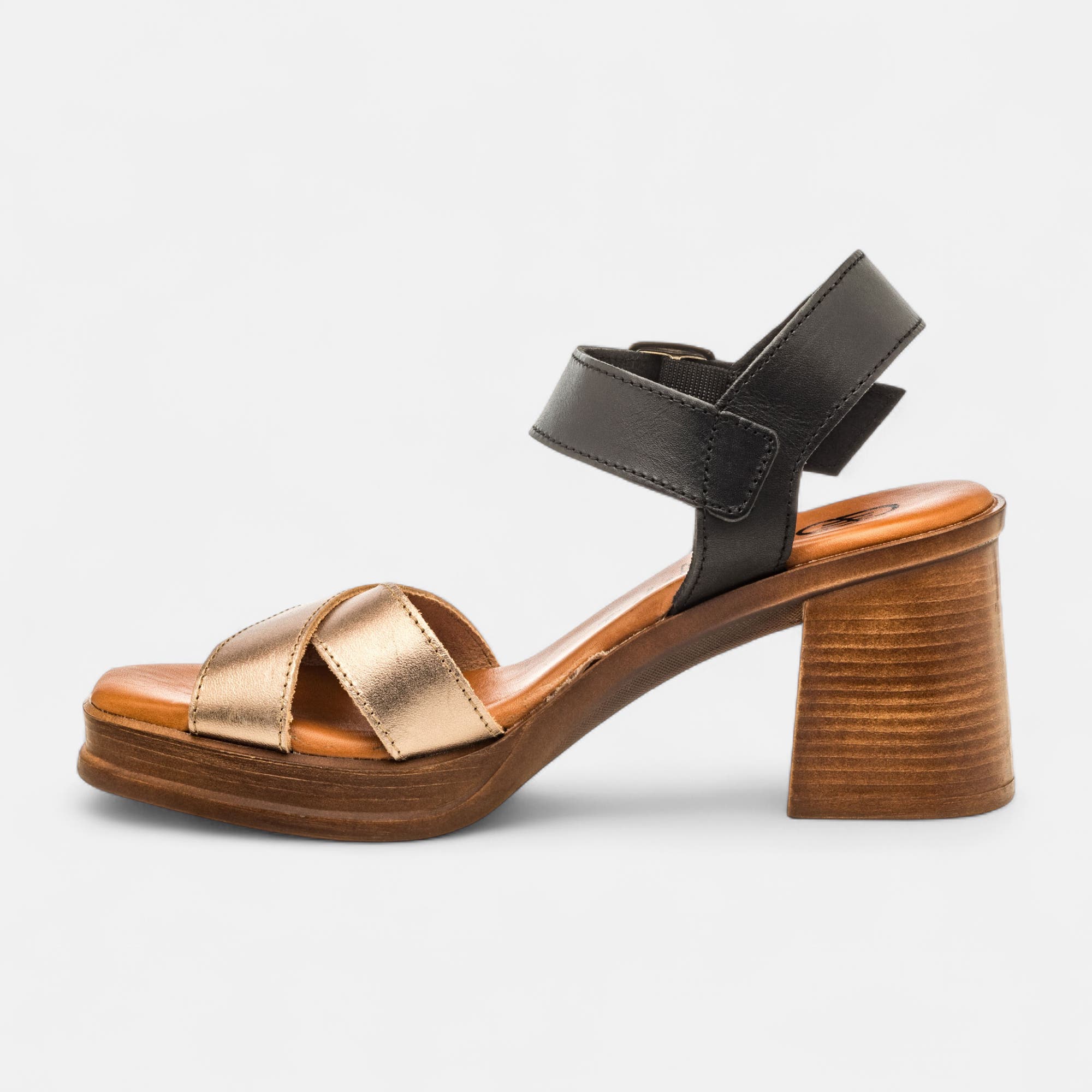 Nu-pieds à talon Femme en cuir or