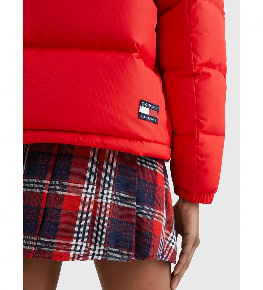 Jaqueta Tommy Jeans Alaska acolchoada com capuz, vermelha