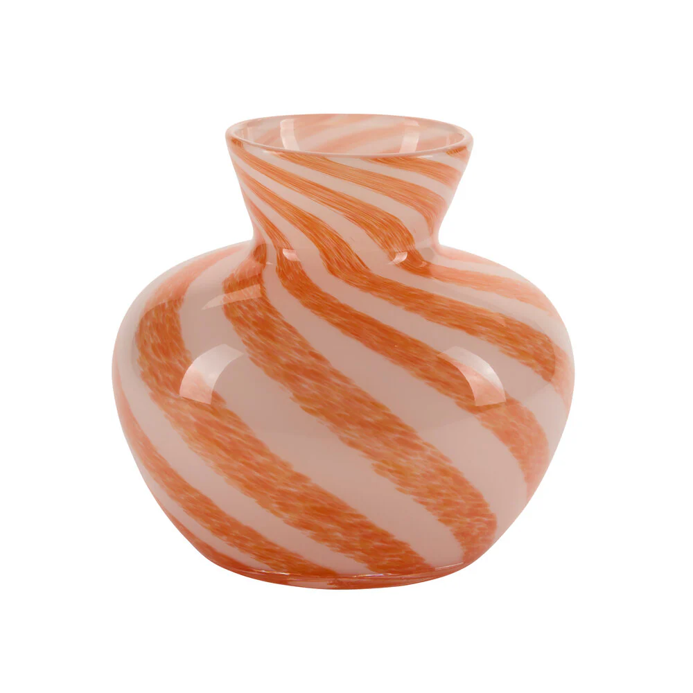 Bahne Interior  Rokoko stribet vase, orange - H18cm