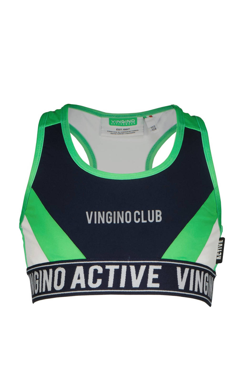 Vingino sporttop Grace diep donkerblauw/neongroen