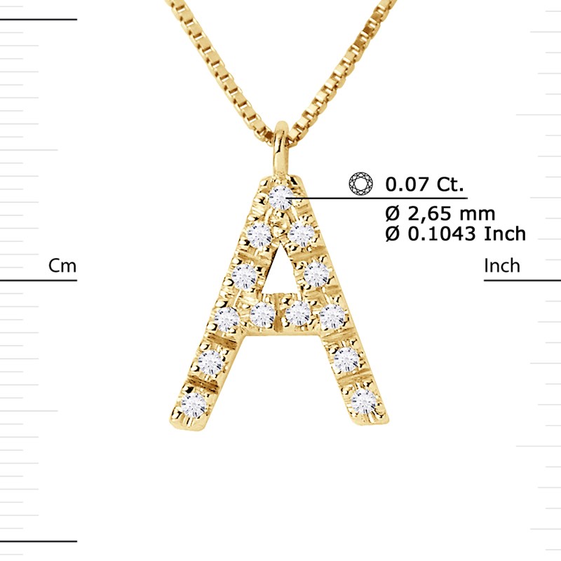 Collier ALPHABET Diamants 0,07 Cts  LETTRE 