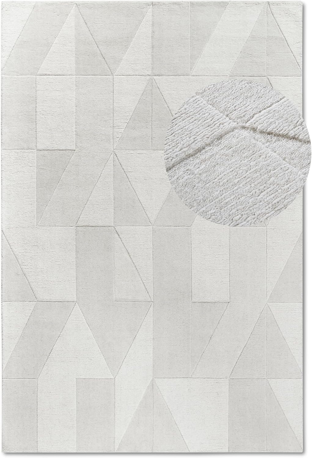 Villeroy & Boch Wollteppich Ursule - Natur Wohnzimmerteppich - Handgewebt & Natürlich - Boho Teppich Wolle für Wohnzimmer, Schlafzimmer, Esszimmer, Flur, Küche – Creme, 120x170 cm