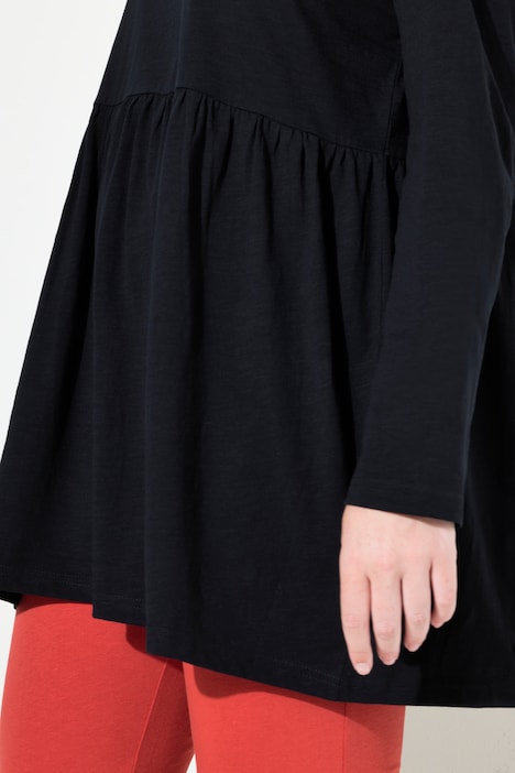 Longshirt, Rollkragen, A-Linie, Langarm, Biobaumwolle
