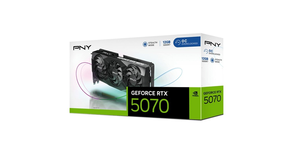 PNYGeForce RTX 5070 OC grafische kaart  (DLSS 4, 3x DisplayPort, 1x HDMI 2.1)