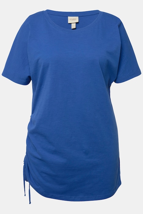 Longshirt, Raffung, Rundhals, Halbarm, Biobaumwolle