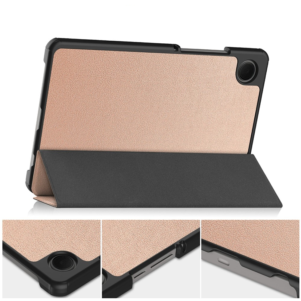 Samsung Galaxy Tab A11 / A9 Leder Tasche Flip Cover Hülle - Roségold