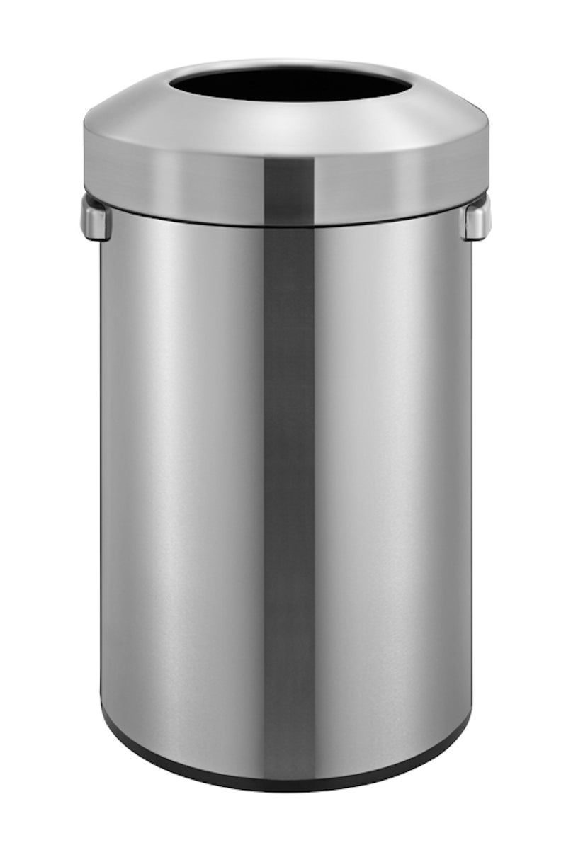 PROREGAL Stijlvolle open afvalbak van geborsteld roestvrij staal 60 liter HxØ 68,5 x 40,5 cm Zilver