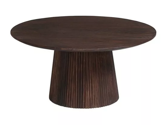 Table basse ronde collection MITCHEL en bois exotique de manguier brun diamètre 80 cm