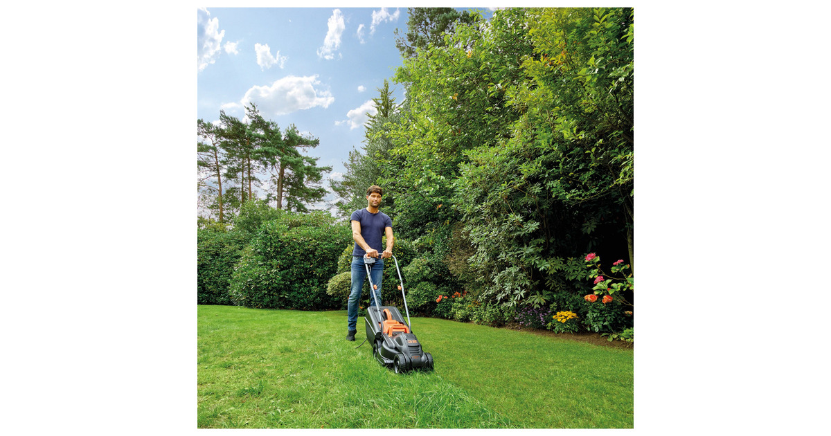 BLACK+DECKER1000W 32cm Grasmaaier + 250W Grastrimmer  (Zwart/oranje, gazons tot 250m²)