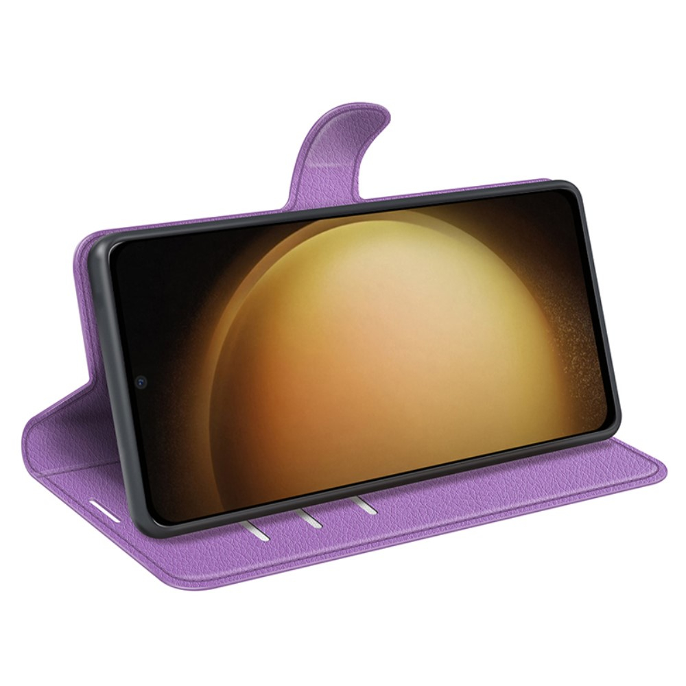 Samsung Galaxy S24  Plus Leder Tasche Flip Cover Litchi Look - Lila
