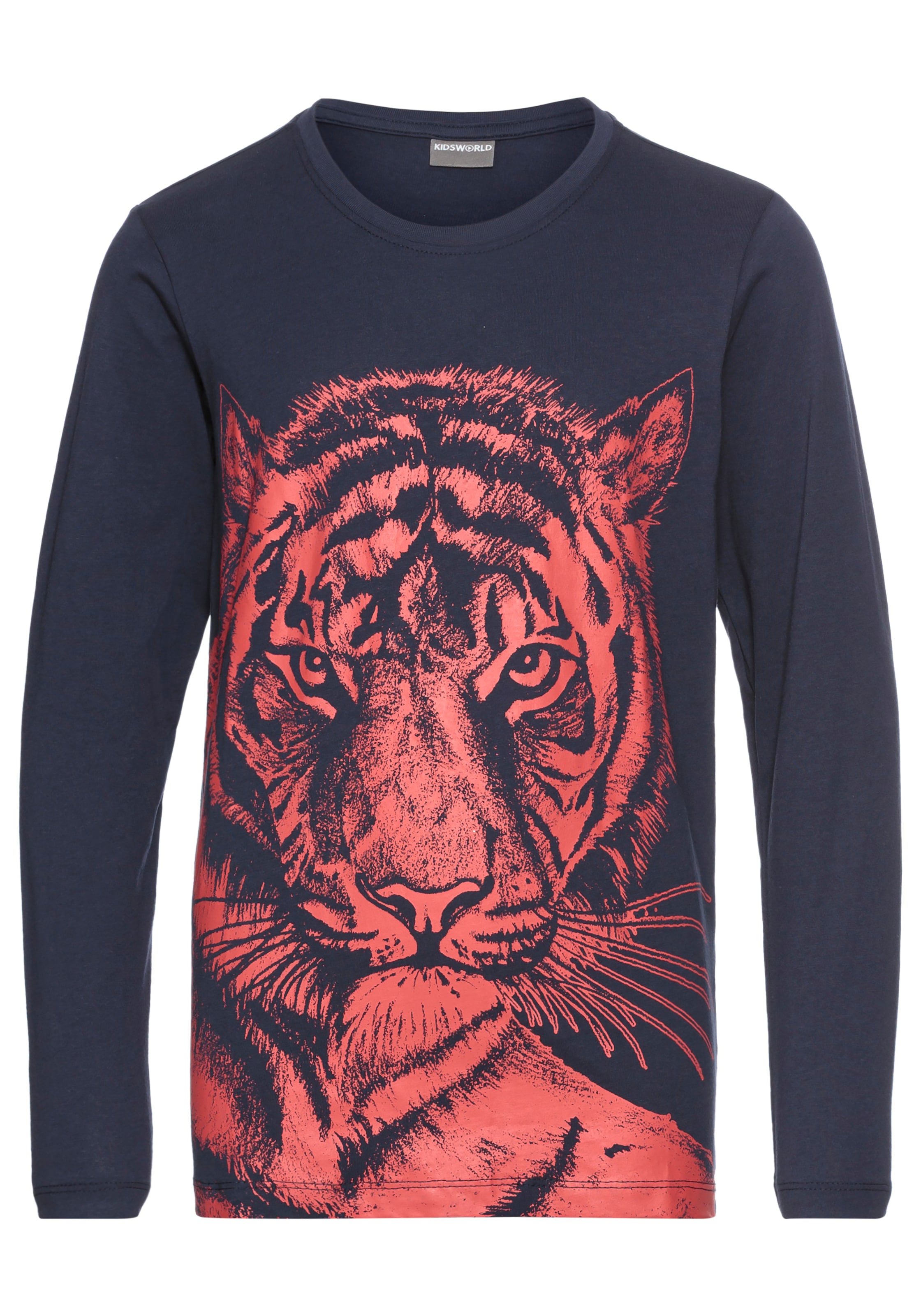KIDSWORLD Langarmshirt »TIGER - Druck«, Langarm,  Basic-Passform,  mit trendigem Druck,  Rundhalsausschnitt
