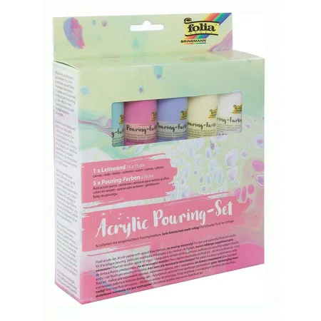 Folia Acrylic Pouring Set II Pastell, mit 5 Pouring Farben á 60 ml und 1 Leinwand