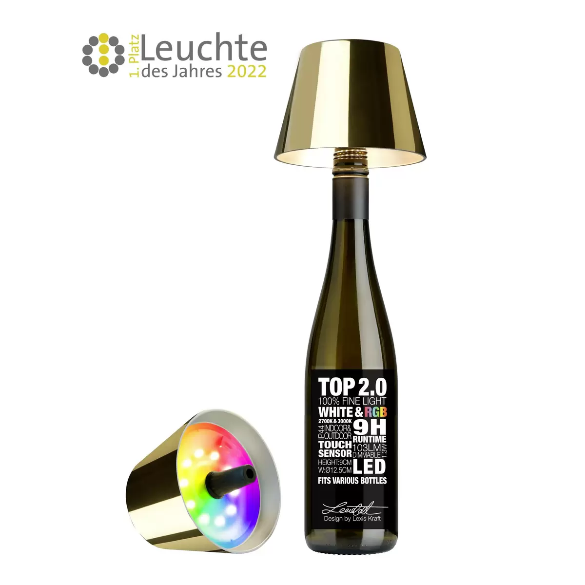Tischleuchte Sompex Top 2.0 gold RGB Gold